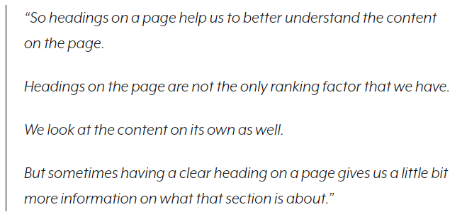 Google’s John Mueller on how headings help Google, taken from an interview with SEJ
