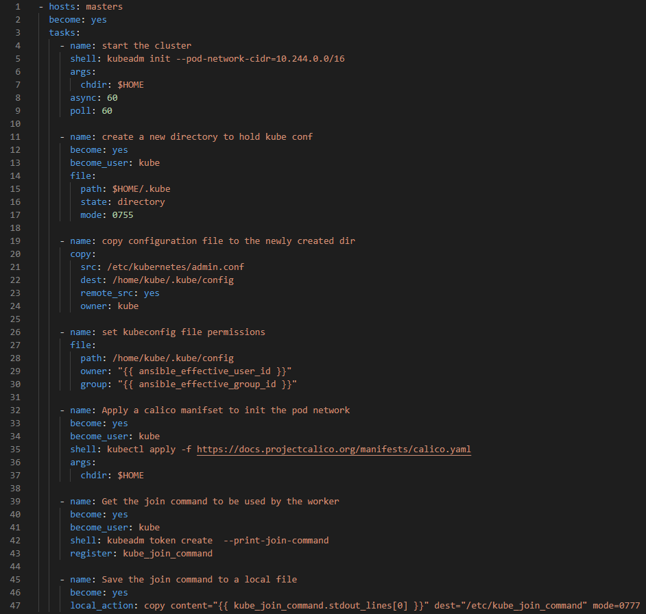master-setup YAML file configuration